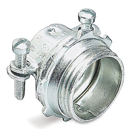 Abb Conduit Fitting Connector, 1-1/4 in, Two Screw, Malleable Iron, Electro Zinc Plated, Silver 3305